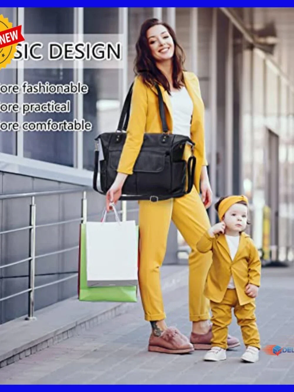 Large Leather Diaper Backpack Tote with 13 Pockets and Insulated Compartments
